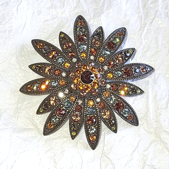 JOAN RIVERS STARBURST SWAROVSKI  CRYSTAL BROOCH SET - Picture 2 of 9